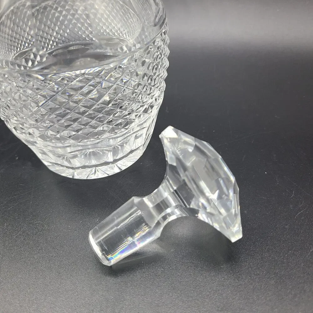 St Louis France Trianon Cut Faceted Crystal Cordial Wine Decanter Stopper 8.5